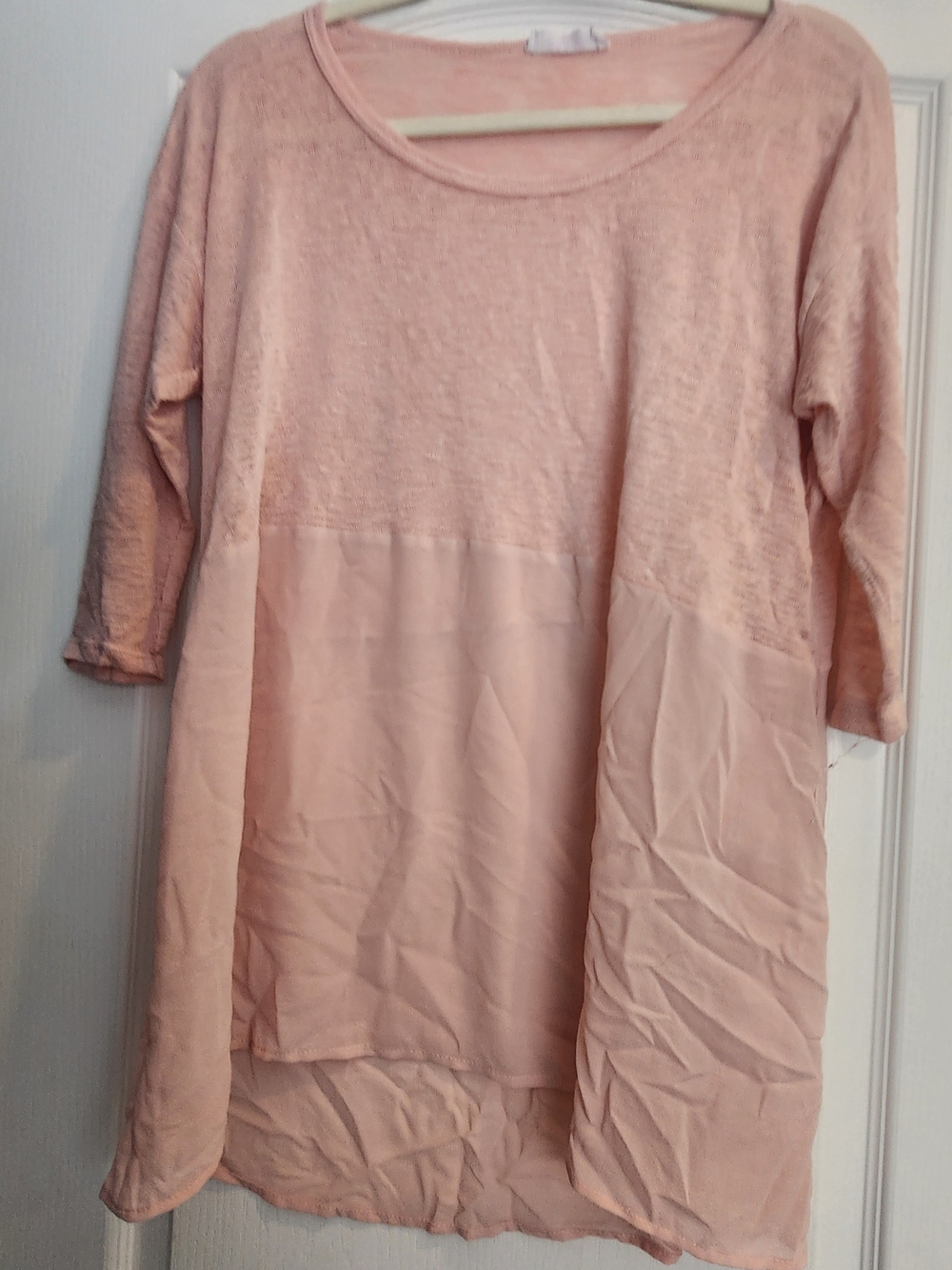 Peach Love California Blush Pink Two-Tone Womens Blouse M Euc
